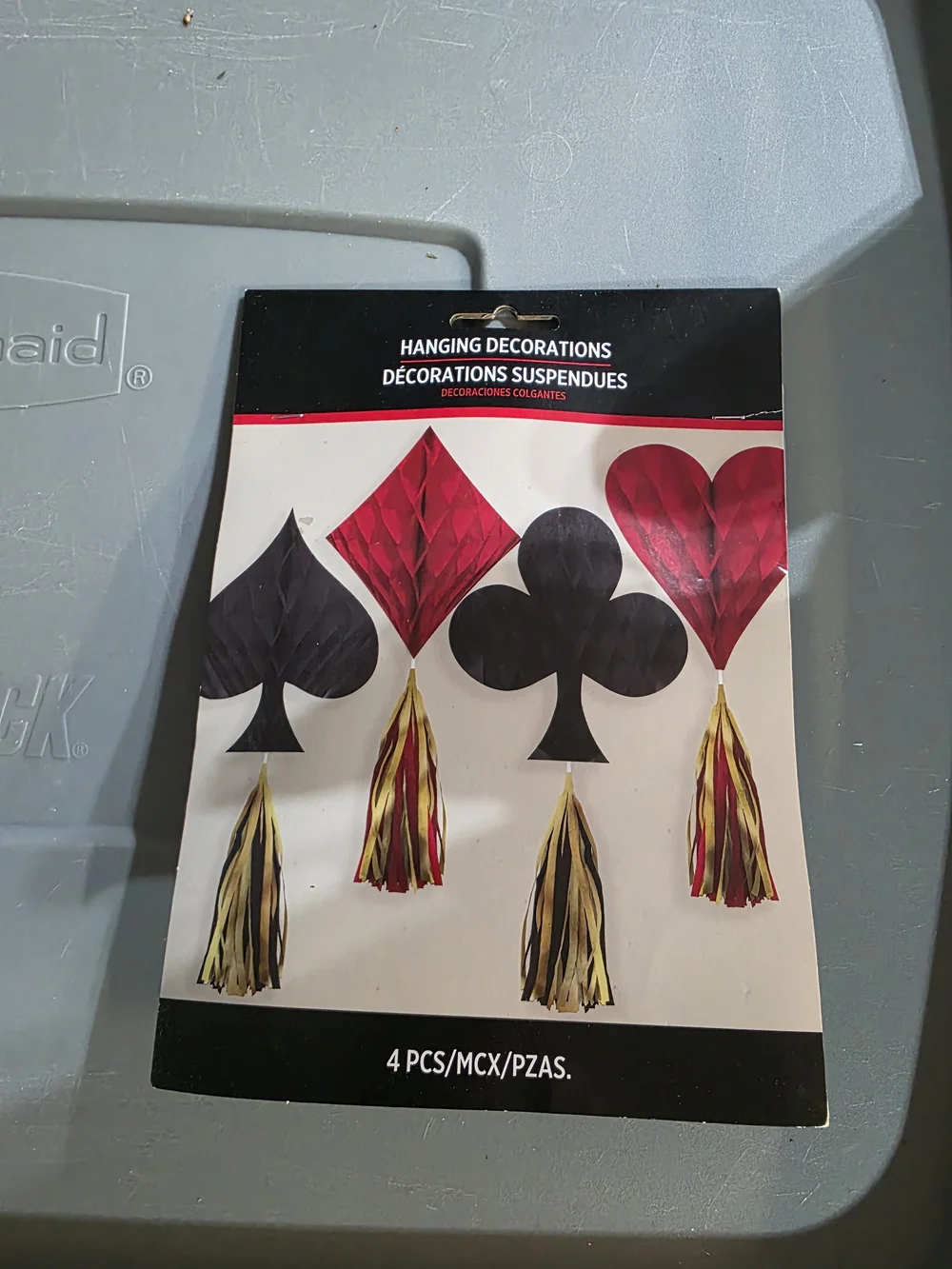Hanging Card Suit Decorations - Black & Red - Party Supplies